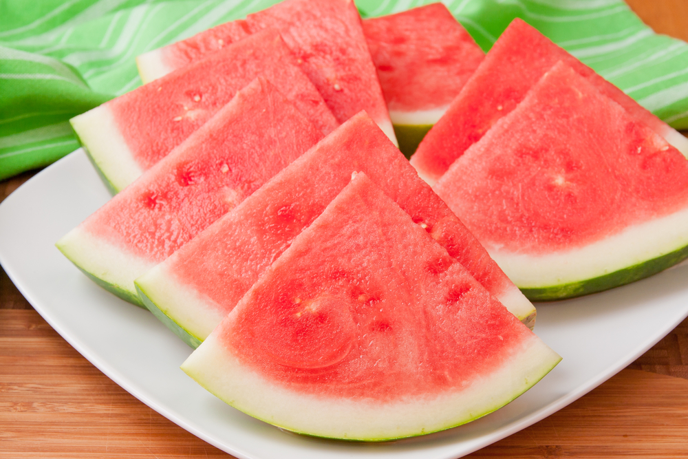 Slices of seedless melons on a plate